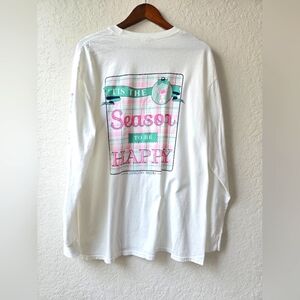 Jadelynn Brooke White and Pink Holiday Christmas Long Sleeve‎ Blouse Size Large